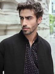 Black Wool Blend Bomber Jacket - Image 5 of 12