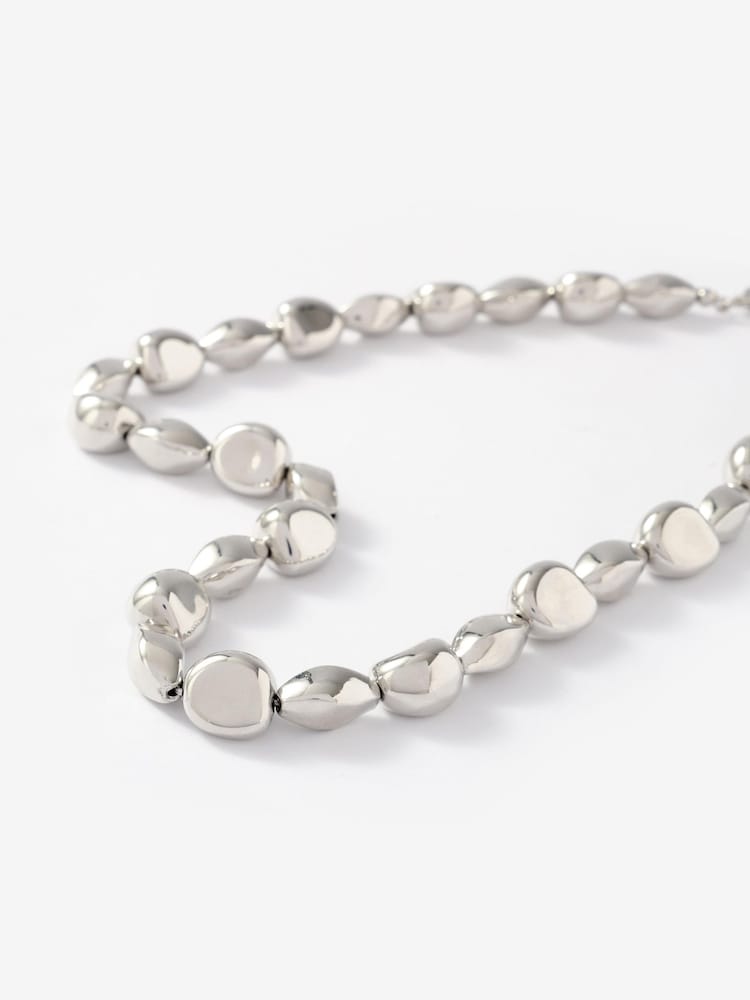 Mint Velvet Silver Beaded Necklace - Image 3 of 3 Mint Velvet Silver Beaded Necklace - Image 3 of 3