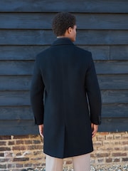 Black Signature Soft Touch Wool Rich Padded Italian Fabric Funnel Neck Coat - Image 3 of 12