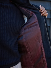 Black Signature Soft Touch Wool Rich Padded Italian Fabric Funnel Neck Coat - Image 7 of 12