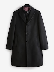 Black Signature Soft Touch Wool Rich Padded Italian Fabric Funnel Neck Coat - Image 8 of 12