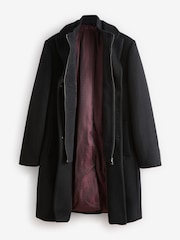 Black Signature Soft Touch Wool Rich Padded Italian Fabric Funnel Neck Coat - Image 9 of 12