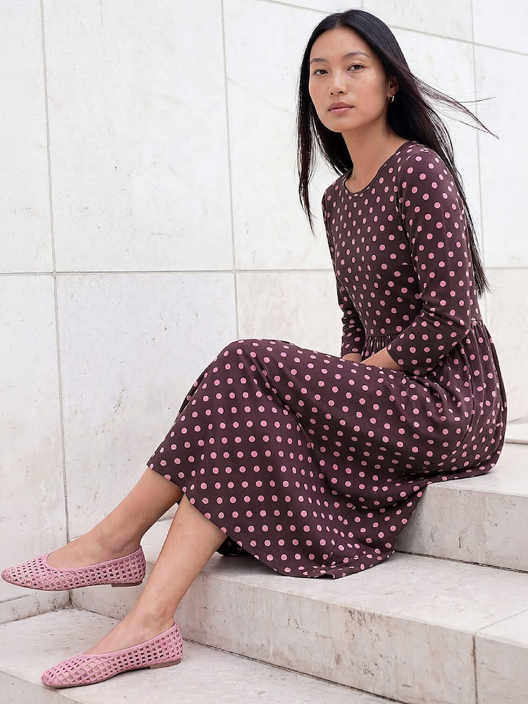 Roman Pink Polka Dot Print Pocket Dress - Image 2 of 4