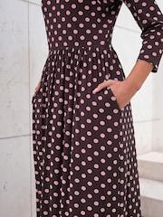Roman Pink Polka Dot Print Pocket Dress - Image 4 of 4