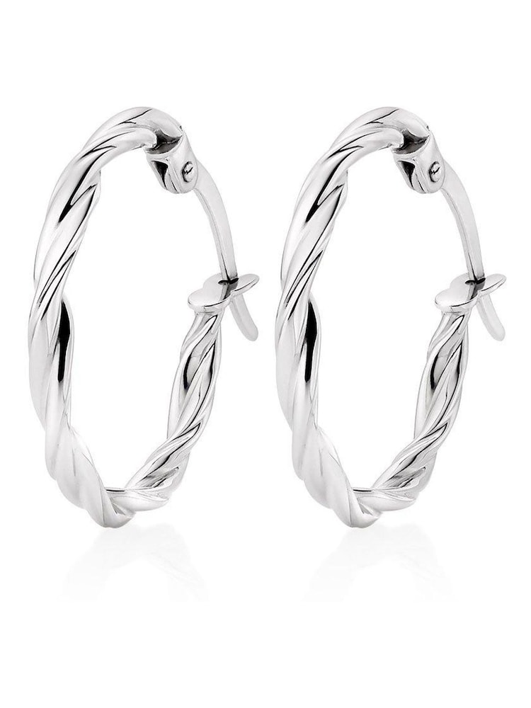 Beaverbrooks 9ct Twist Hoop Earrings - Image 1 of 3