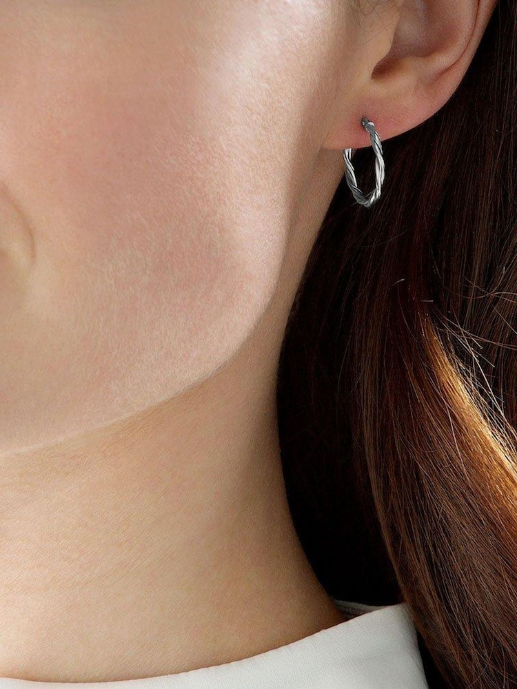 Beaverbrooks 9ct Twist Hoop Earrings - Image 2 of 3