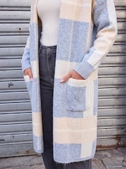Roman Blue Check Longline Pocket Cardigan - Image 4 of 4