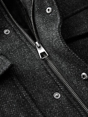Charcoal Grey Donegal Texture Four Pocket Padded Coat with Wool - Image 10 of 10