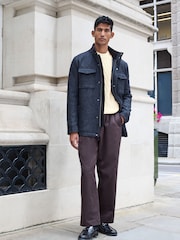Charcoal Grey Donegal Texture Four Pocket Padded Coat with Wool - Image 2 of 10