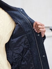Charcoal Grey Donegal Texture Four Pocket Padded Coat with Wool - Image 5 of 10