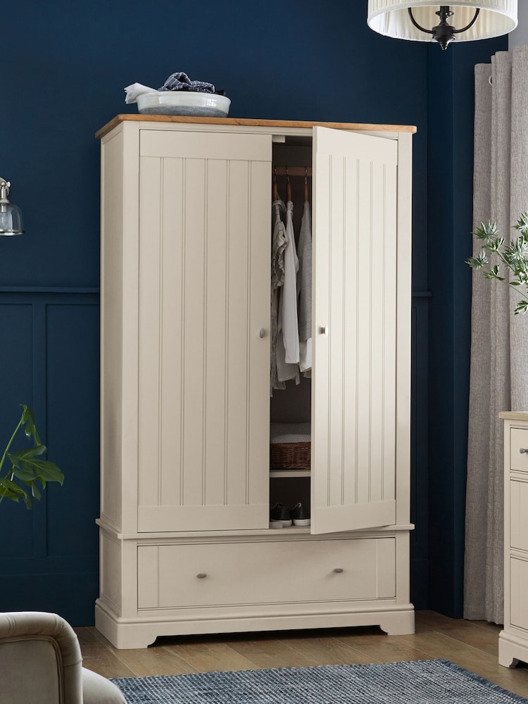 Stone Hampton Painted Oak Double, 1 Drawer Wardrobe - Image 1 of 10
