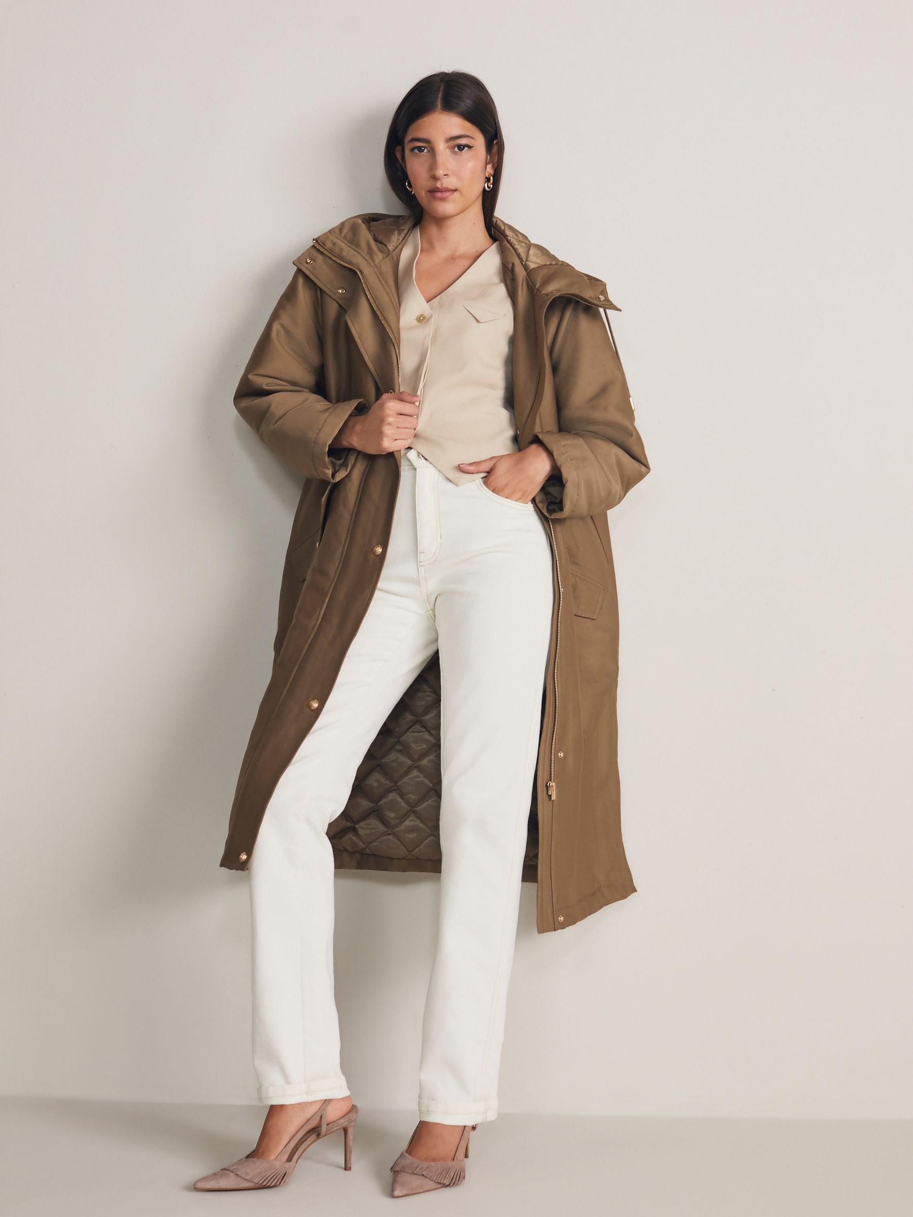 Buy Fawn Brown Quilt Lined Parka Jacket from Next Canada