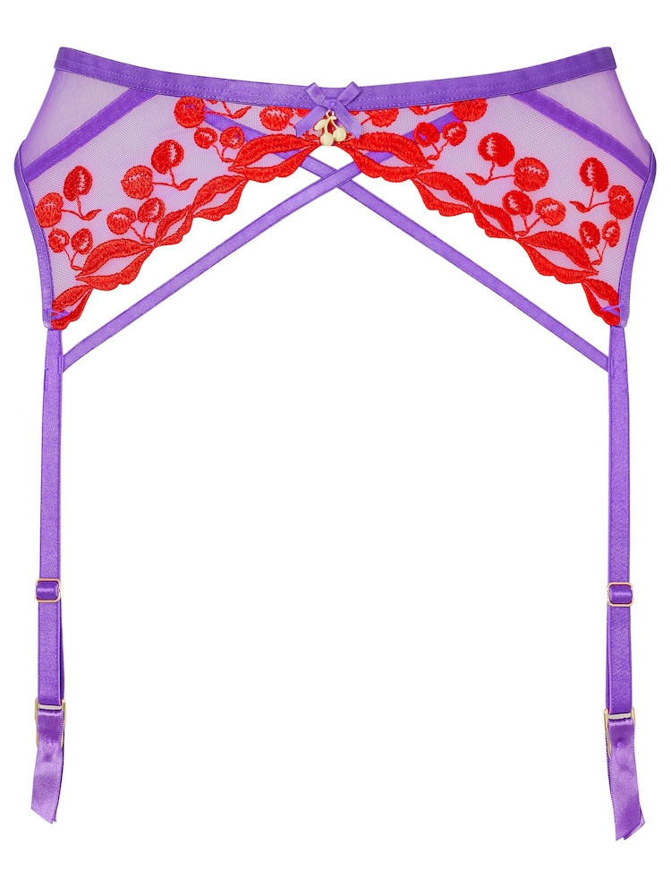 Ann Summers Purple Bright Cherry Kiss Suspender Belt - Image 5 of 5
