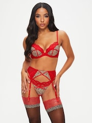 Ann Summers Red/Animal Print Instinctive Suspender Belt - Image 3 of 5