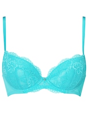 Ann Summers Aqua Blue Sexy Lace Planet Padded Plunge Bra - Image 4 of 4