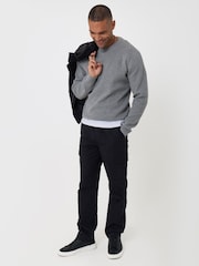 Threadbare Black Regular Fit Cotton Cargo Trousers - Image 2 of 4