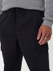Threadbare Black Regular Fit Cotton Cargo Trousers - Image 4 of 4