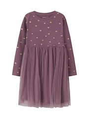 Violet - Robe en jersey et tulle Name It Cœur imprimés - Image 1 de 3