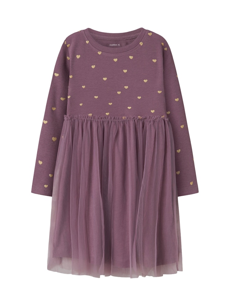 Violet - Robe en jersey et tulle Name It Cœur imprimés - Image 1 de 3 Violet - Robe en jersey et tulle Name It Cœur imprimés - Image 1 de 3