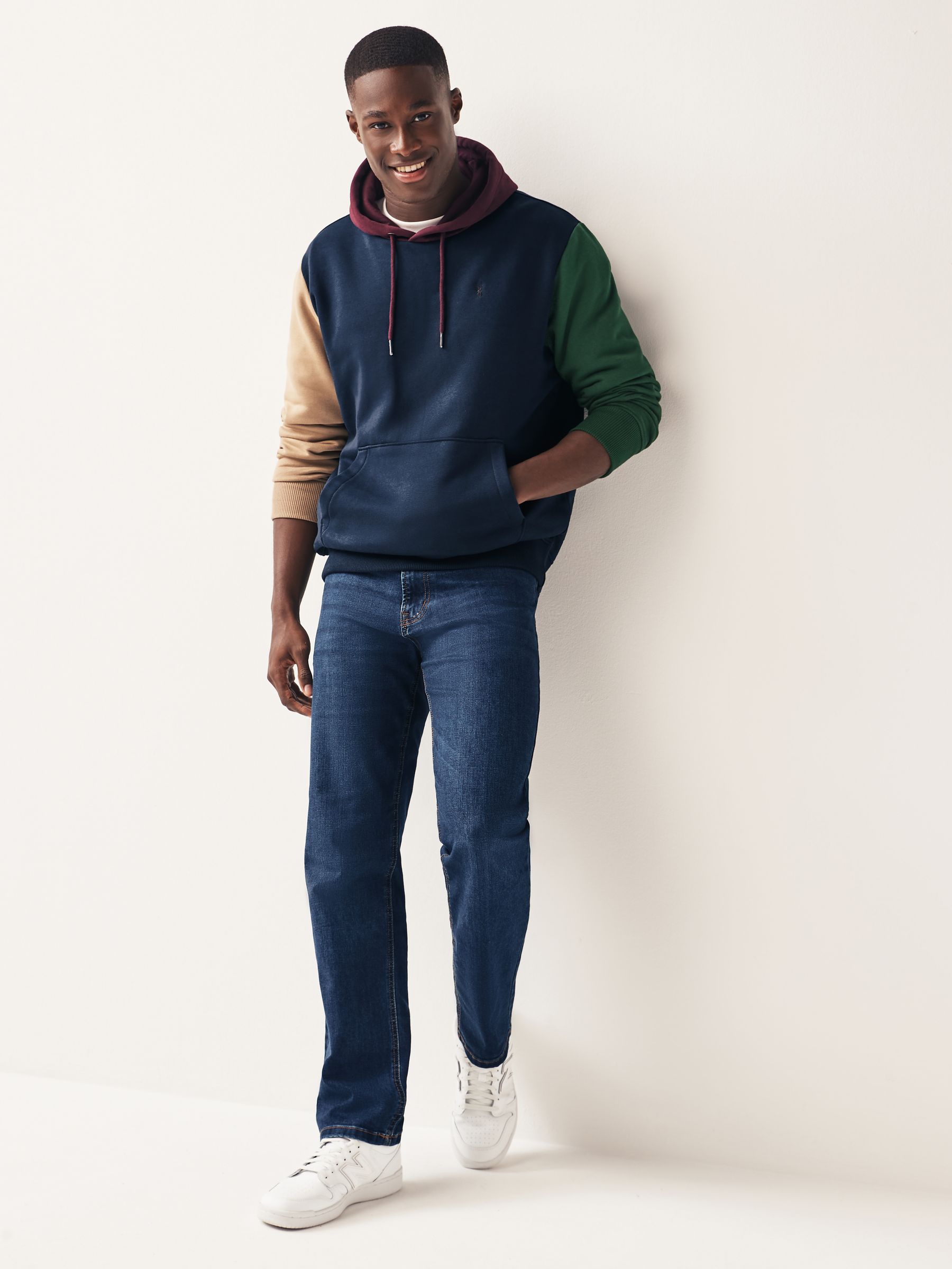 Buy Navy Blue Block Overhead Hoodie from Next Luxembourg