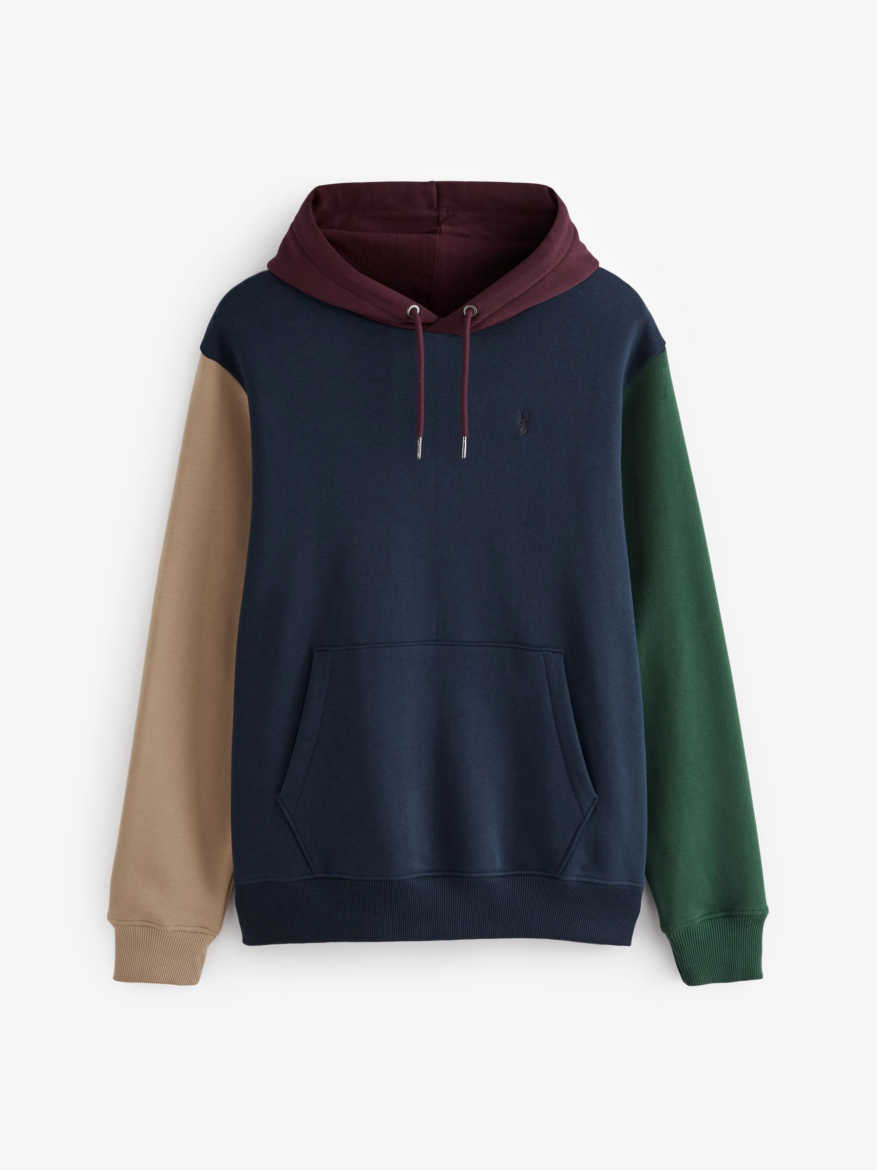 Buy Navy Blue Block Overhead Hoodie from Next Luxembourg
