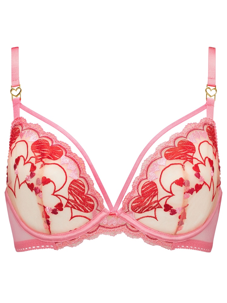 Ann Summers Pink Heart Bouquet Non Padded Plunge Bra - Image 5 of 5