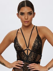 Ann Summers Black The Obsession Floral Print Lace Body - Image 4 of 5