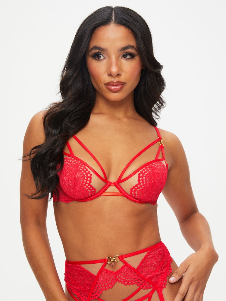 Ann Summers Red Lovers Lace Non Padded Plunge Bra - Image 1 of 5