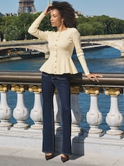 Sosandar Yellow Knitted Peplum Top - Image 2 of 5