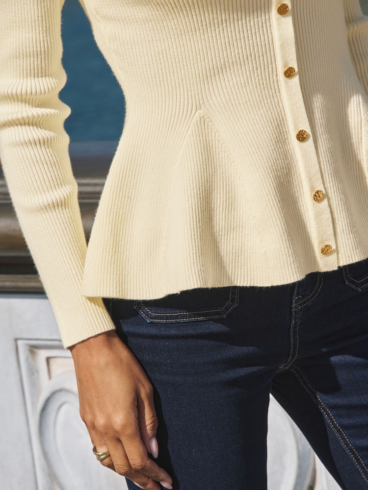 Sosandar Yellow Knitted Peplum Top - Image 5 of 5 Sosandar Yellow Knitted Peplum Top - Image 5 of 5