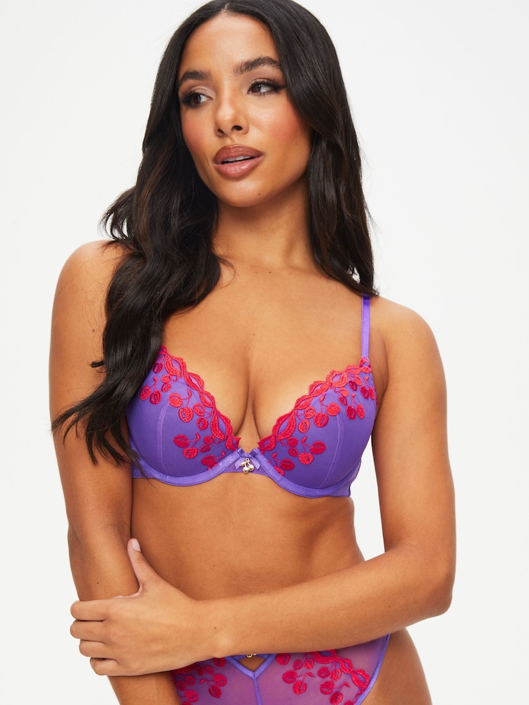 Ann Summers Purple Cherry Kiss Padded Plunge Bra - Image 1 of 4