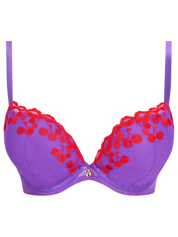 Ann Summers Purple Cherry Kiss Padded Plunge Bra - Image 4 of 4 Ann Summers Purple Cherry Kiss Padded Plunge Bra - Image 4 of 4