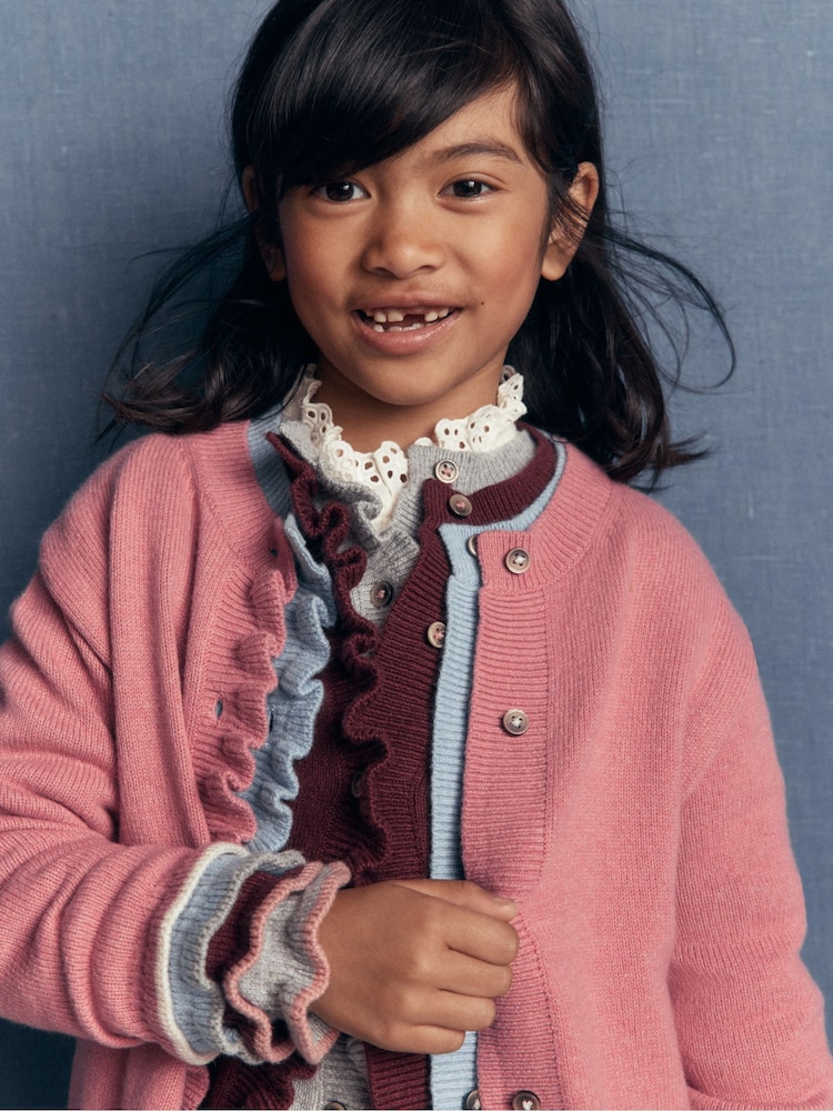 Boden Pink Everyday Frilled Cardigan - Image 2 of 5 Boden Pink Everyday Frilled Cardigan - Image 2 of 5