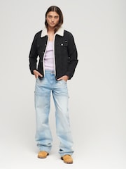Superdry Black Sherpa Cord Trucker Jacket - Image 2 of 5