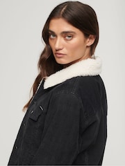 Superdry Black Sherpa Cord Trucker Jacket - Image 3 of 5