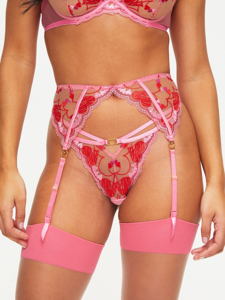 Ann Summers Pink Heart Bouquet Suspender Belt - Image 1 of 5 Ann Summers Pink Heart Bouquet Suspender Belt - Image 1 of 5