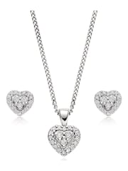 Beaverbrooks 9ct Diamond Heart Pendant and Earrings Set - Image 1 of 3