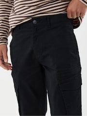 Threadbare Black Slim Fit Cotton Rich Cargo Trousers - Image 5 of 5