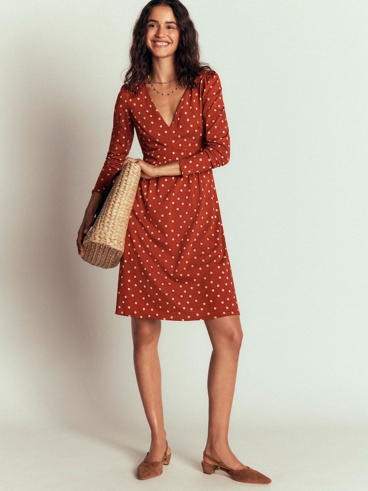 Boden Brown Briony Jersey Short Dress - Image 1 of 6 Boden Brown Briony Jersey Short Dress - Image 1 of 6