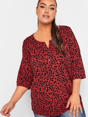 Yours Curve Red Pintuck Henley Top 2 Packs - Image 2 of 5