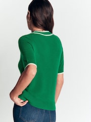 Boden Green Bow Neck Knitted T-Shirt - Image 3 of 6