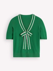 Boden Green Bow Neck Knitted T-Shirt - Image 5 of 6