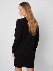 Threadbare Black Crew Neck Knitted Christmas Jumper Dress - Image 2 of 5