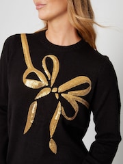 Threadbare Black Crew Neck Knitted Christmas Jumper Dress - Image 5 of 5