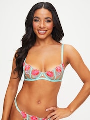 Ann Summers Blue Caged Rose Floral Embroidery Non Padded Balcony Bra - Image 1 of 5