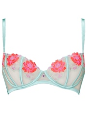 Ann Summers Blue Caged Rose Floral Embroidery Non Padded Balcony Bra - Image 4 of 5