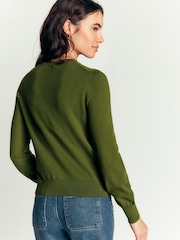 Boden Green Camilla Cotton Crew Cardigan - Image 3 of 7