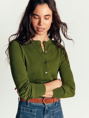 Boden Green Camilla Cotton Crew Cardigan - Image 5 of 7