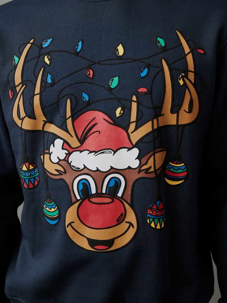 Dark Navy Blue Crew Sweatshirt Christmas Sweatshirt - Image 7 of 7 Dark Navy Blue Crew Sweatshirt Christmas Sweatshirt - Image 7 of 7