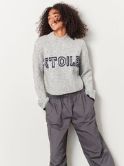 Grey Cropped Etoile Slogan Jumper - Image 1 of 7
